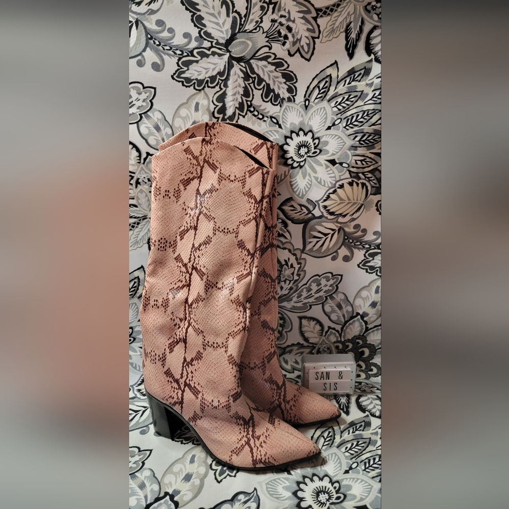 Schutz Pink Snake Skin Boots
